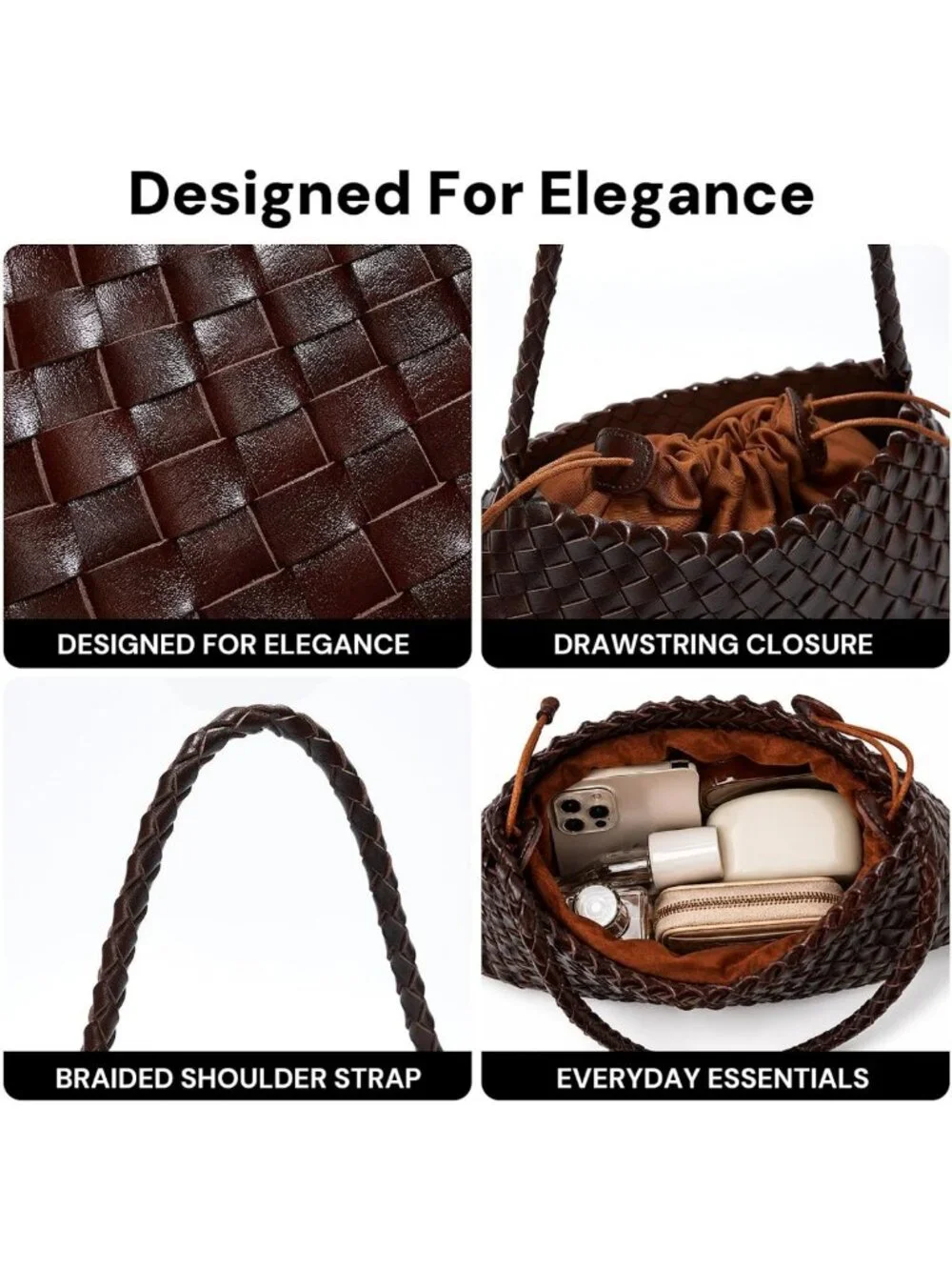 Chic Small Woven Vegan Leather Hobo Purse - Stylish Underarm Shoulder Bag